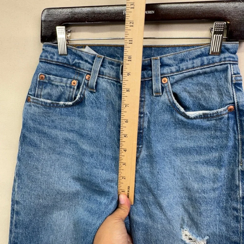 Levi's 501 Premium Jeans W25 L30 Blue Distressed High Rise Button Fly Denim